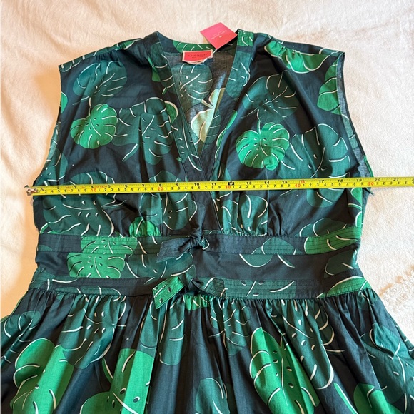 Kate Spade Dress Size 14 Green Dark Forest Leaves Midi Fit and Flare - NWT - Picture 11 of 15